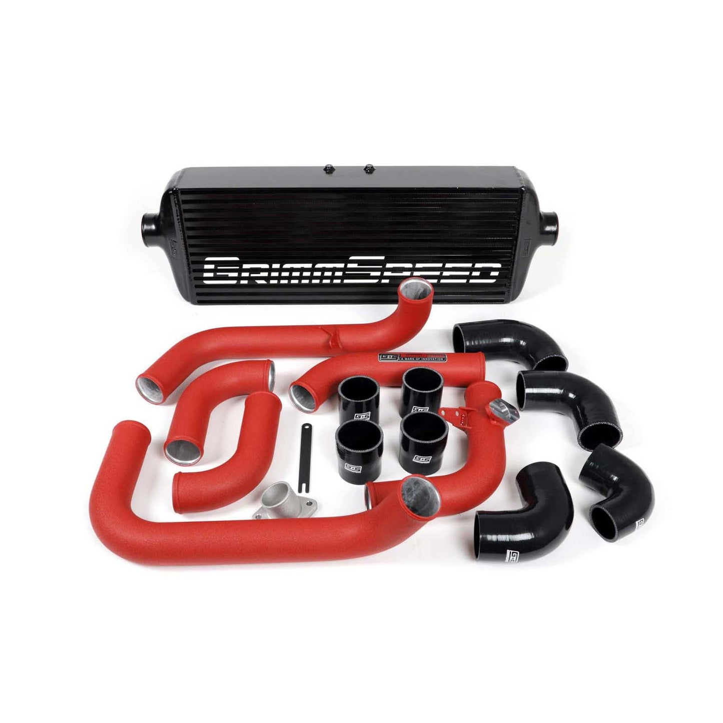 Grimmspeed Front Mount Intercooler Kit Black Core w/ Red Piping - Subaru WRX 2008-2014