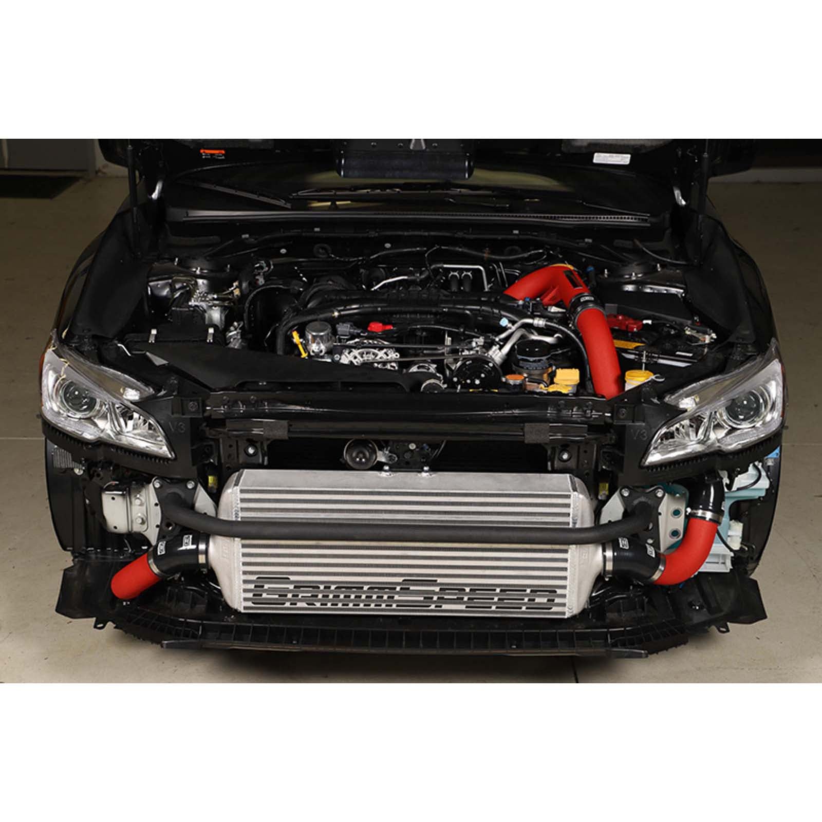 GrimmSpeed Front Mount Intercooler Kit Silver Core w/ Red Piping - 2015-2021 Subaru WRX