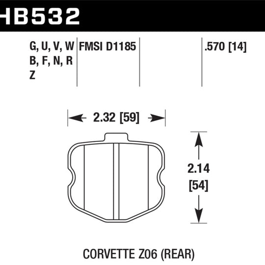 Hawk 06-10 Chevy Corvette (OEM Pad Design) Rear HPS Sreet Brake Pads