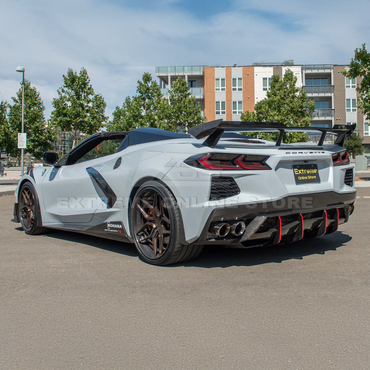 Corvette C8 Z51 DRY CARBON FIBER Rear Spoiler Add-On Wickers Extension