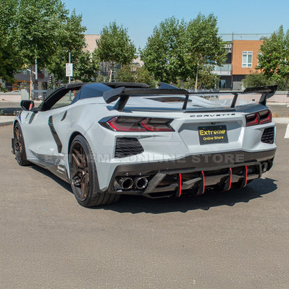 Corvette C8 Z51 DRY CARBON FIBER Rear Spoiler Add-On Wickers Extension