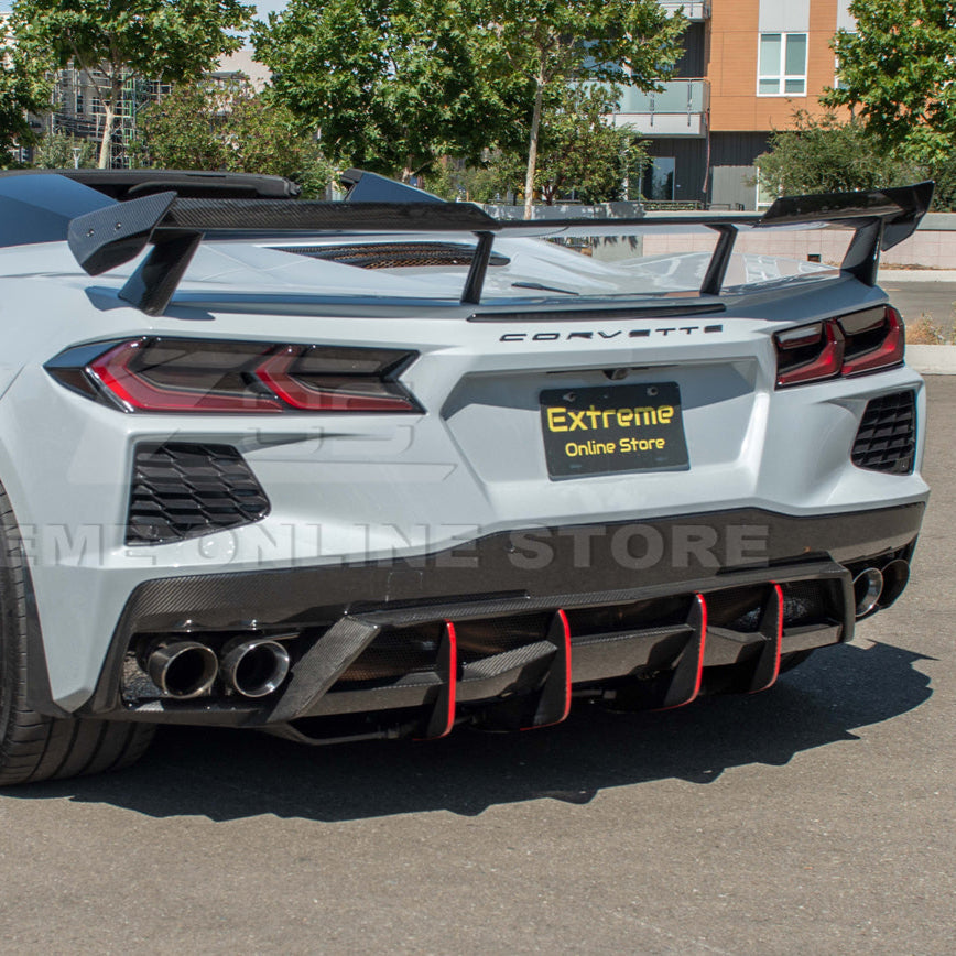 Corvette C8 Z51 DRY CARBON FIBER Rear Spoiler Add-On Wickers Extension