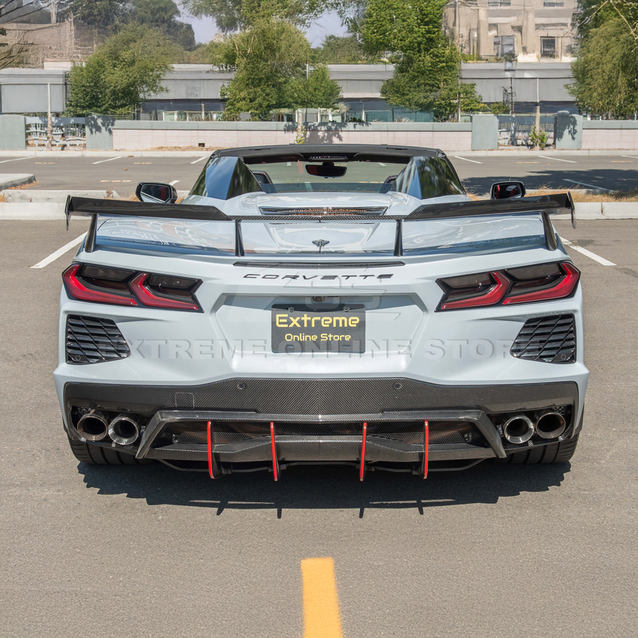 Corvette C8 Z51 DRY CARBON FIBER Rear Spoiler Add-On Wickers Extension