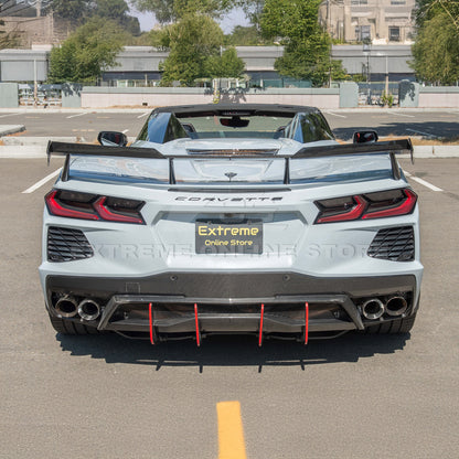 Corvette C8 Z51 DRY CARBON FIBER Rear Spoiler Add-On Wickers Extension