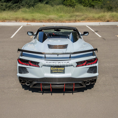 Corvette C8 Z51 DRY CARBON FIBER Rear Spoiler Add-On Wickers Extension
