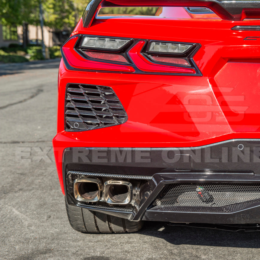 Corvette C8 DRY CARBON FIBER Rear Diffuser Exhaust Bezel
