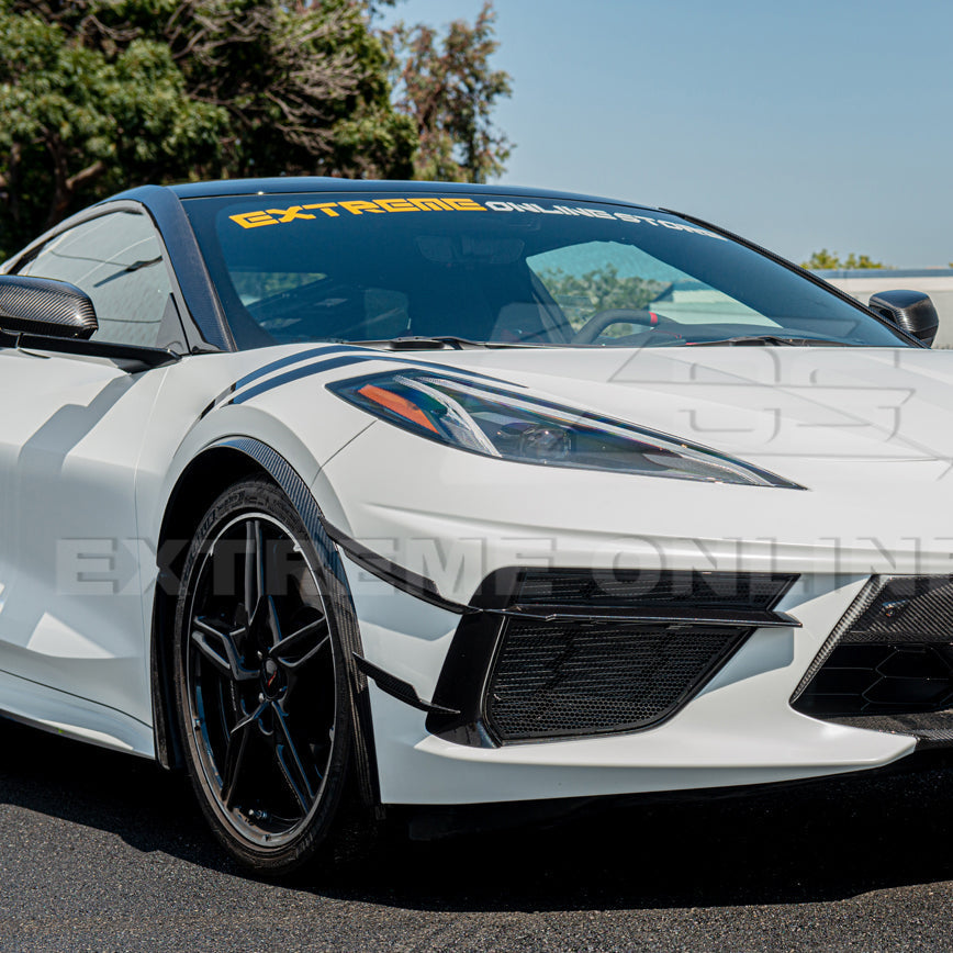 Corvette C8 DRY CARBON FIBER Side Canards Dive Plane
