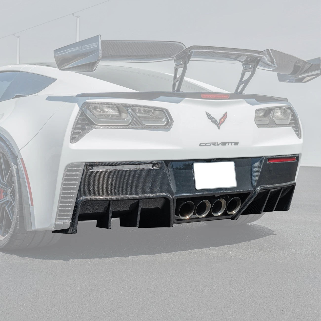 Corvette C7 Factory DRY CARBON FIBER Finned Rear Diffuser