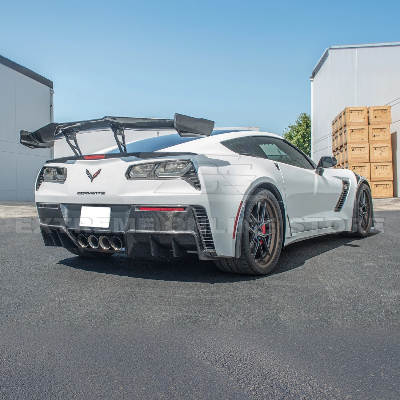 Corvette C7 Factory DRY CARBON FIBER Finned Rear Diffuser