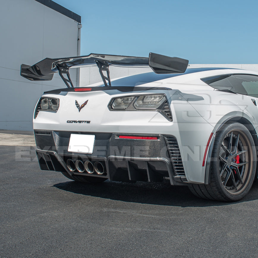 Corvette C7 Factory DRY CARBON FIBER Finned Rear Diffuser