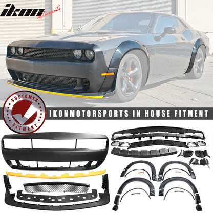 2015-2023 Dodge Challenger Front Full Bumper & Lip + Fender Flares PP