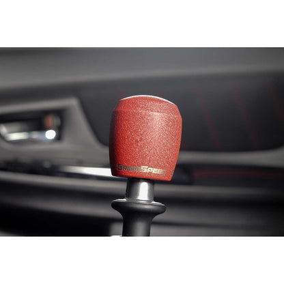 GrimmSpeed Stubby Shift Knob Stainless Steel Red w/ 5SPD Boot Retainer - Subaru 5MT Models (inc. 2002-2014 WRX)