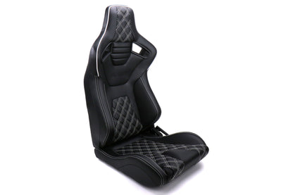 Braum Elite-X Series Racing Seats Diamond Edition White Piping Pair - Universal
