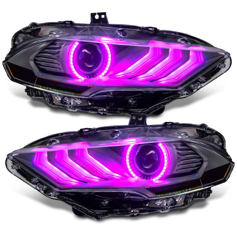 Oracle Lighting 18-23 Ford Mustang Dynamic ColorSHIFT LED Headlights - Black Series SEE WARRANTY