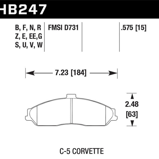 Hawk 97-06 Corvette (incl C5 Z06) HPS Street Front Brake Pads