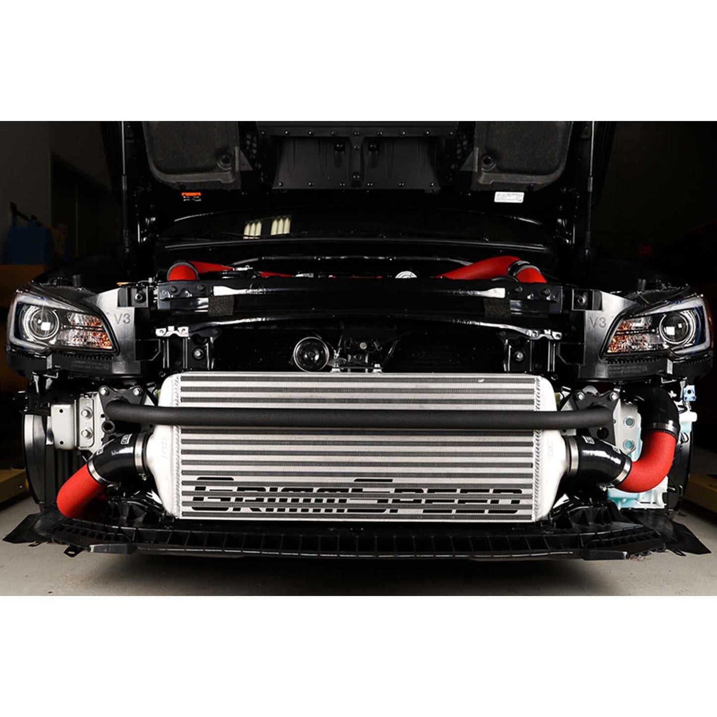 GrimmSpeed Front Mount Intercooler Kit Silver Core w/ Red Piping - 2015-2021 Subaru WRX