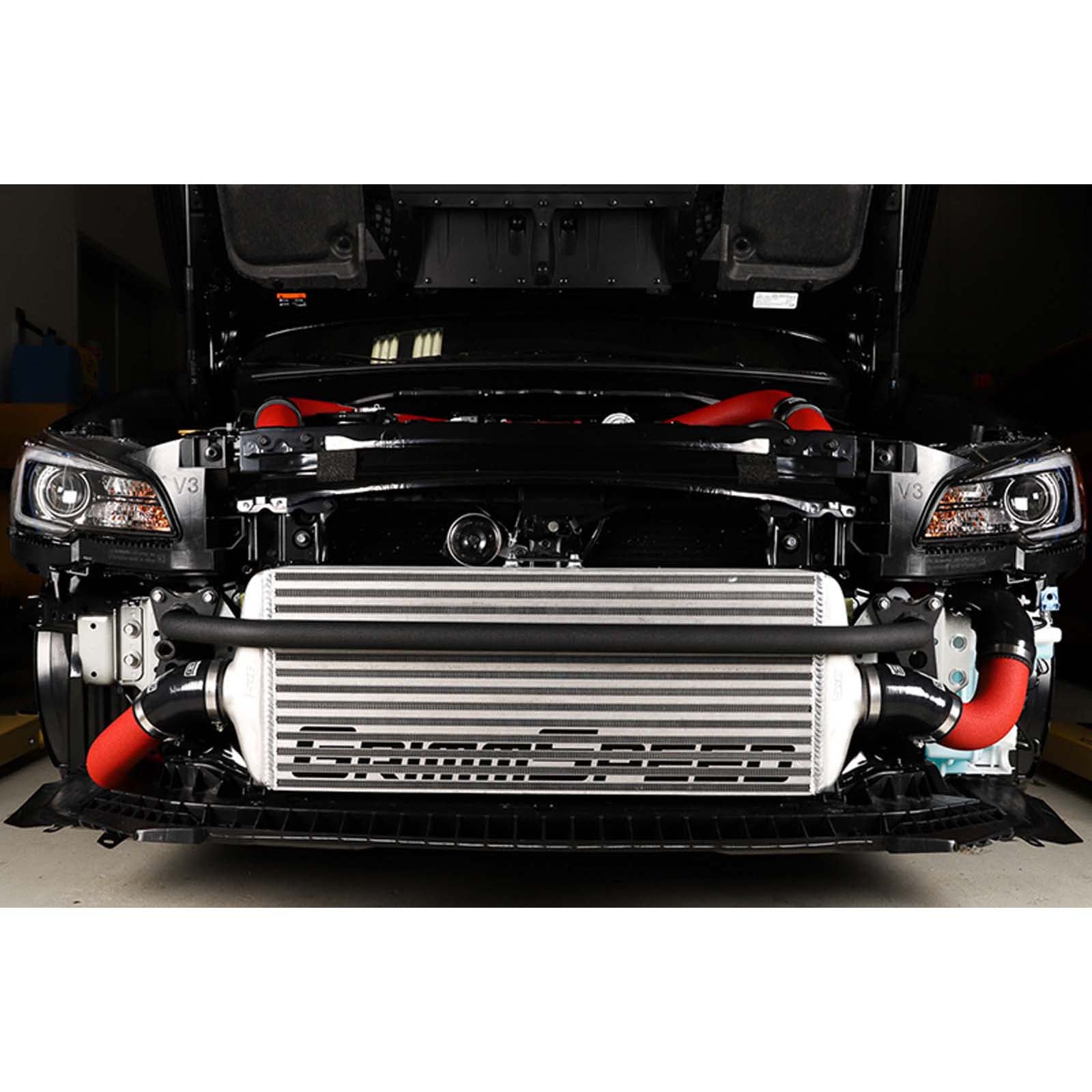 GrimmSpeed Front Mount Intercooler Kit Silver Core w/ Red Piping - 2015-2021 Subaru WRX