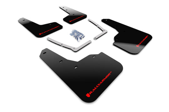 Rally Armor UR Mudflaps Black Urethane Red Logo  - 2016-2024 Honda Civic