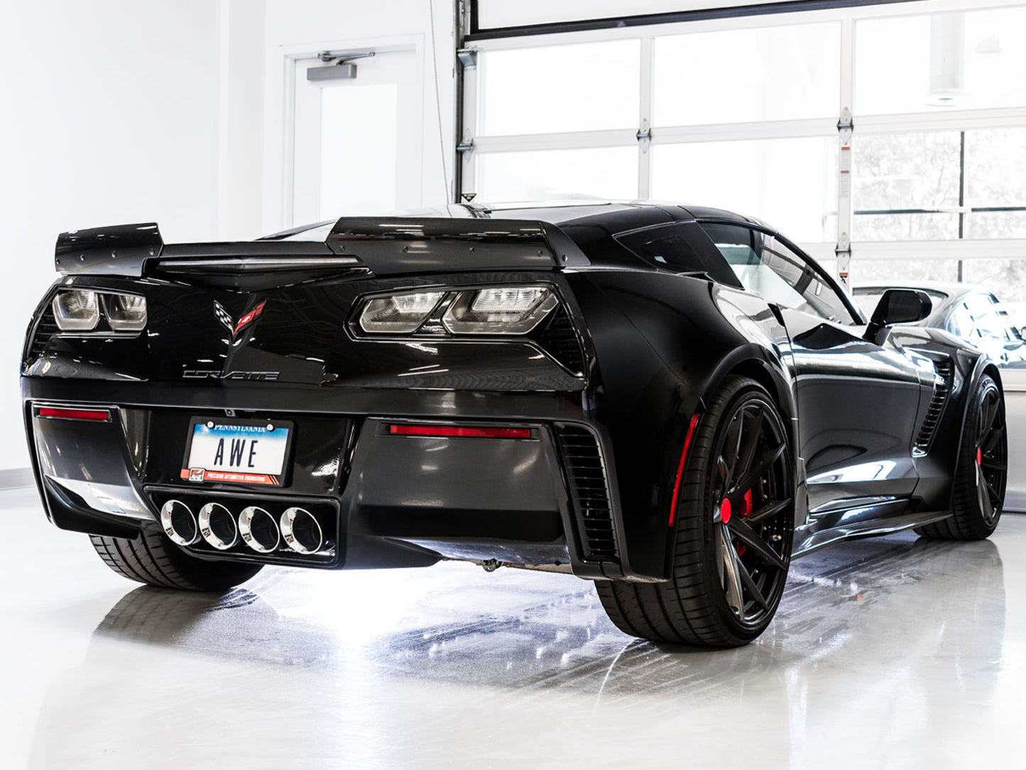 AWE Track Edition Axleback Exhaust for C7 Corvette Stingray / Z51 / Grand Sport / Z06 / ZR1 -- Chrome Silver Tips (includes AWE AFM valve simulators)