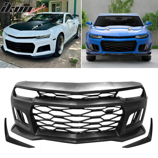 2014-2015 Chevy Camaro ZL1 Style PP Front Bumper Cover + ABS Canards
