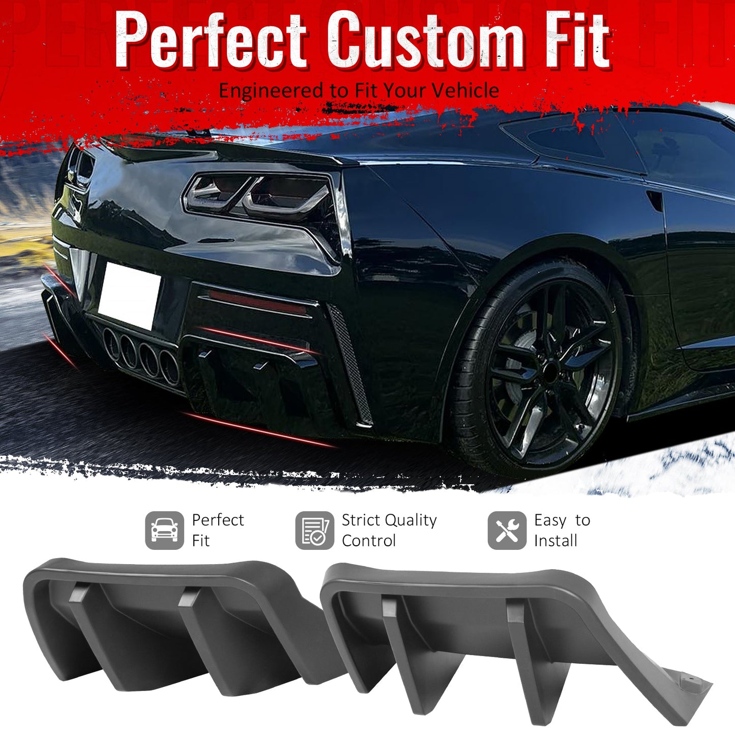 2014-2019 Chevy Corvette IKON Rear Bumper Diffuser Lip PP