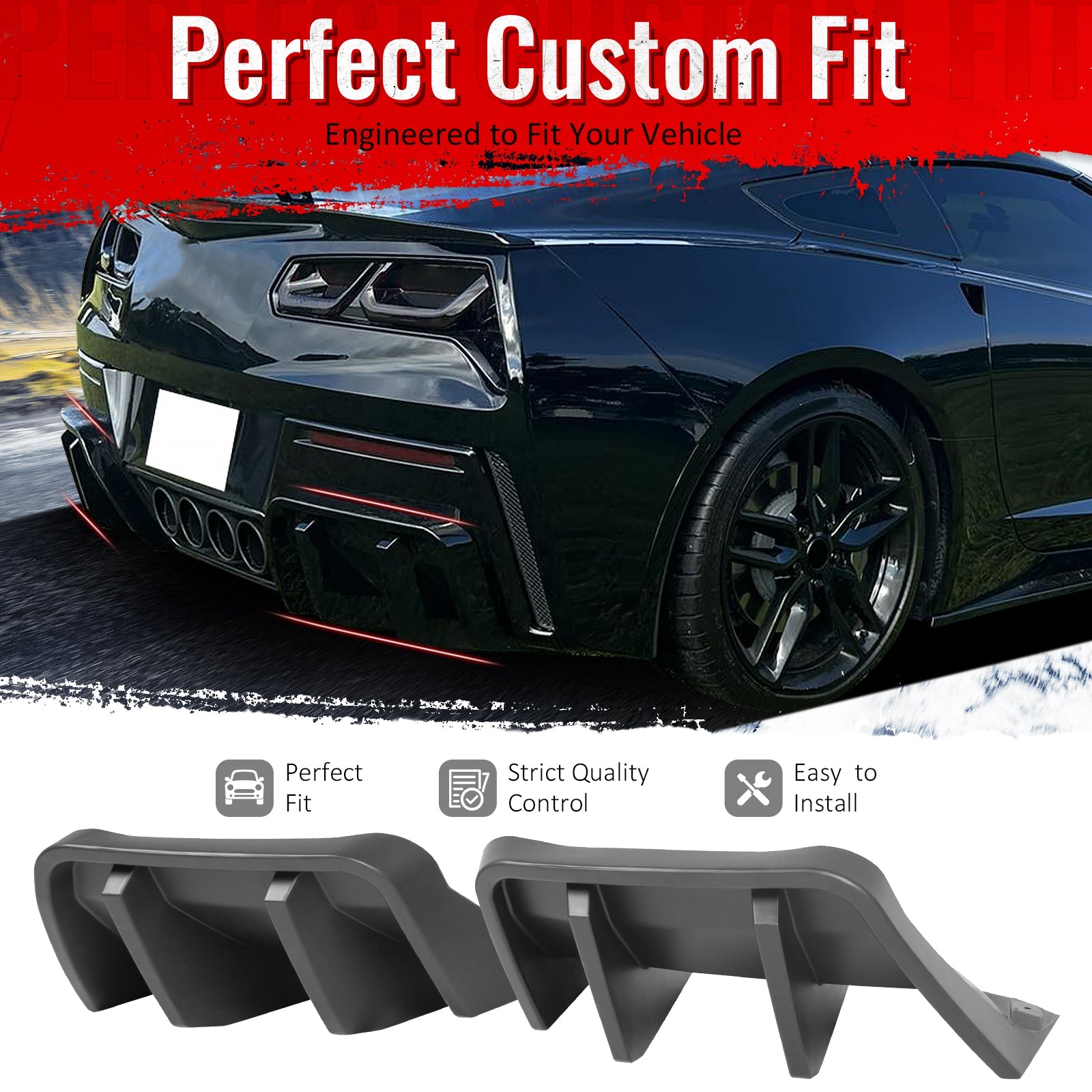 2014-2019 Chevy Corvette IKON Rear Bumper Diffuser Lip PP