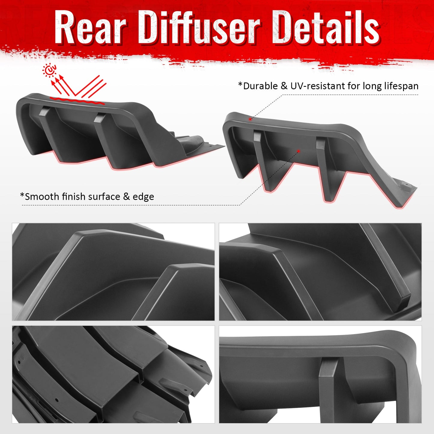 2014-2019 Chevy Corvette IKON Rear Bumper Diffuser Lip PP