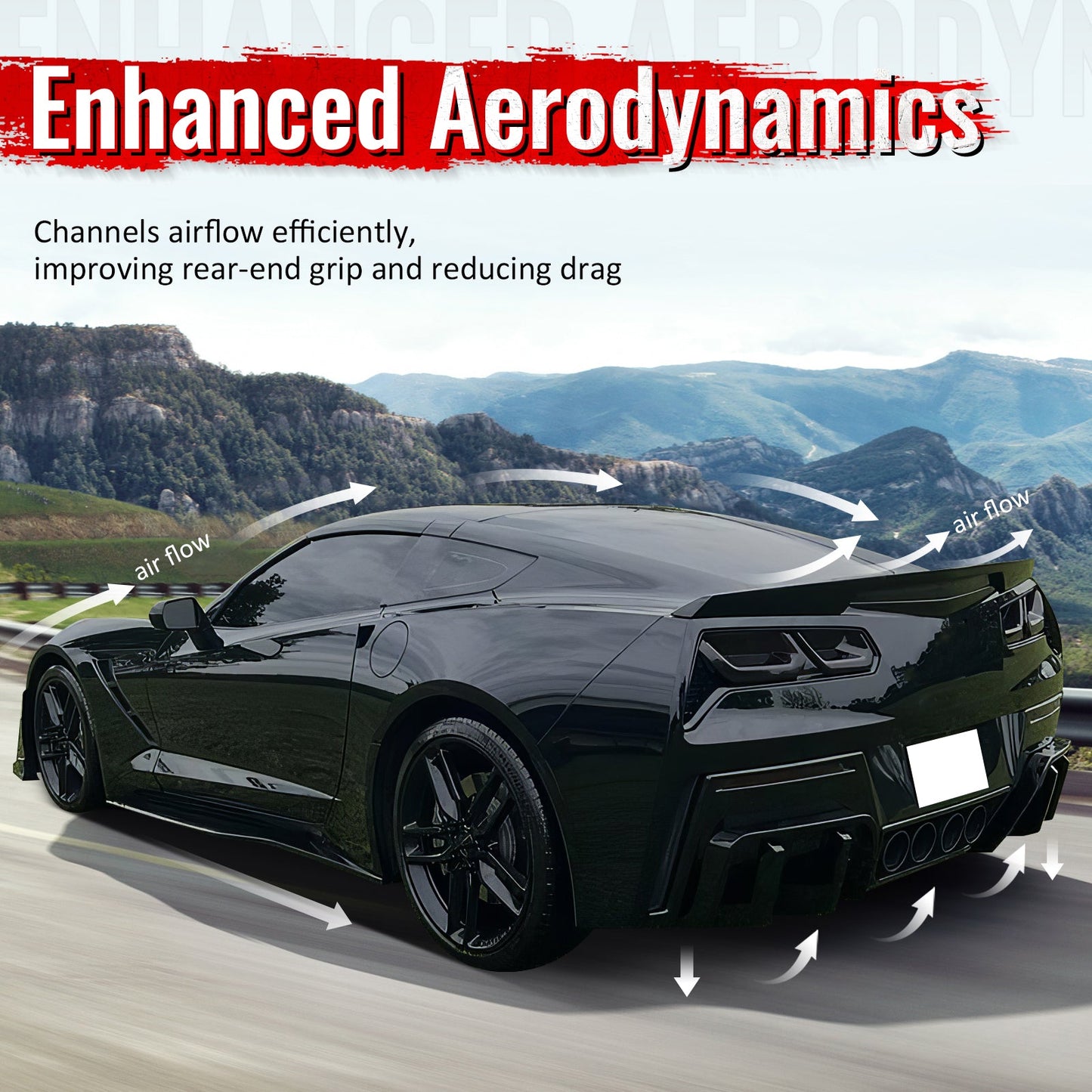 2014-2019 Chevy Corvette IKON Rear Bumper Diffuser Lip PP