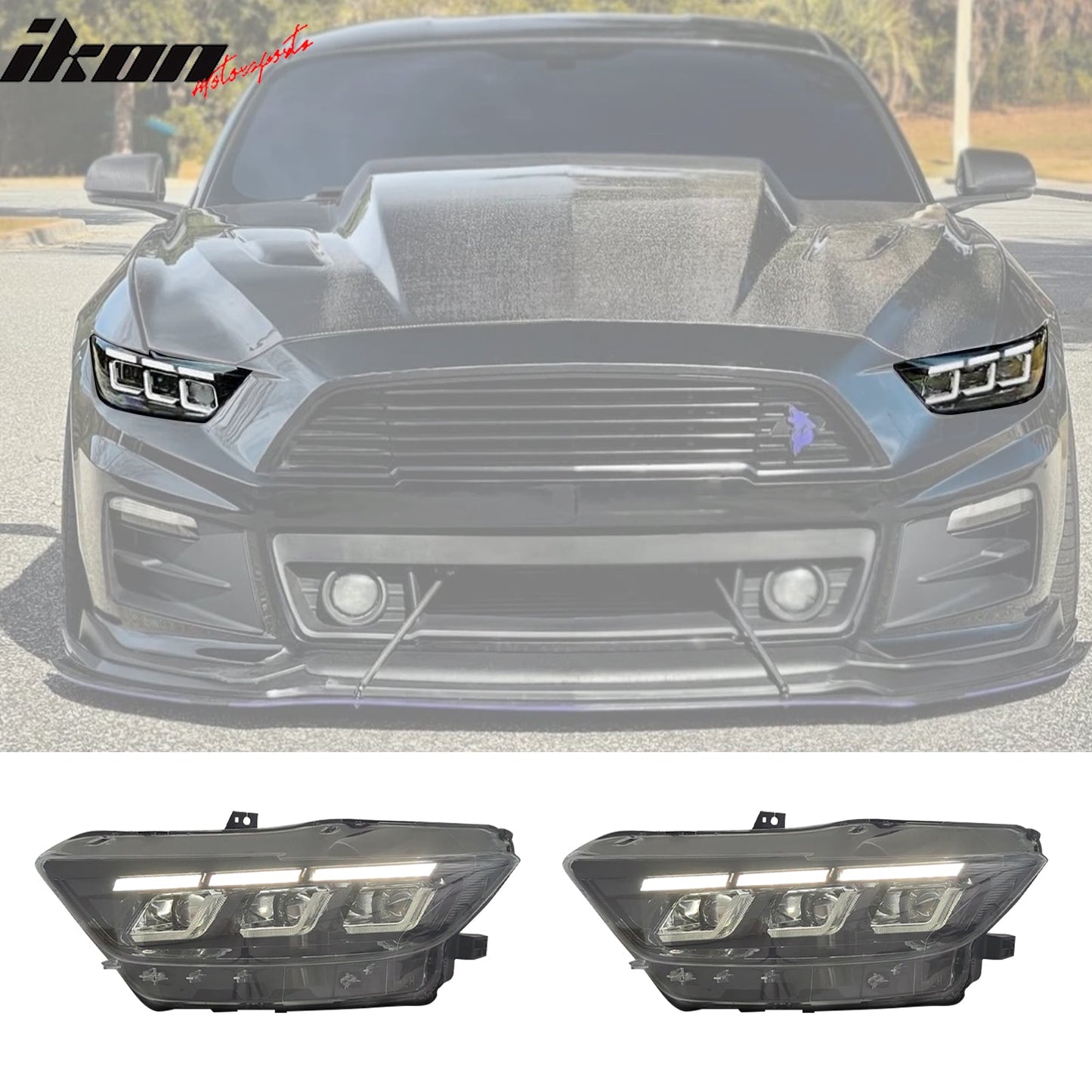 2015-2017 Ford Mustang Front Bumper Cover Led Grille 2024 Headlights