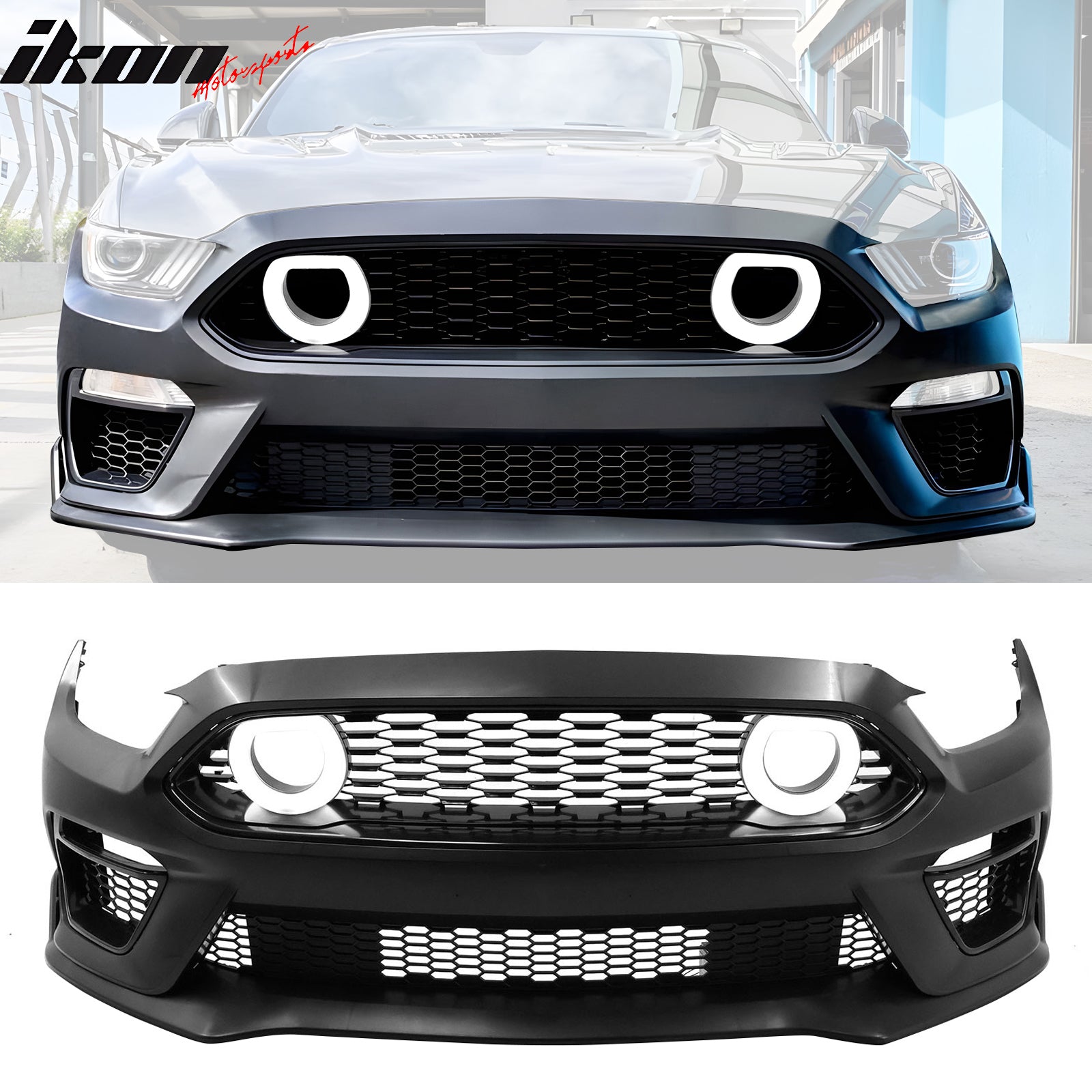 2015-2017 Ford Mustang Front Bumper Cover W/ Chin Lip LED Grille