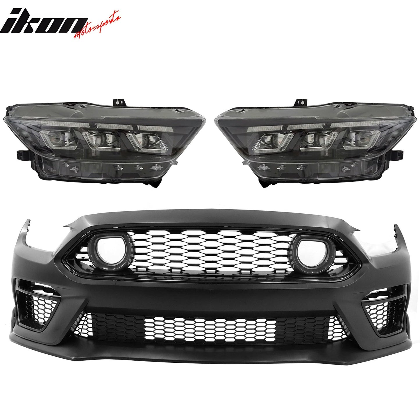 2015-2017 Ford Mustang Front Bumper Cover W/ LED Grilles Headlights
