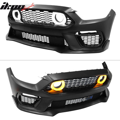 2015-2017 Ford Mustang Front Bumper Cover W/ LED Grilles Headlights
