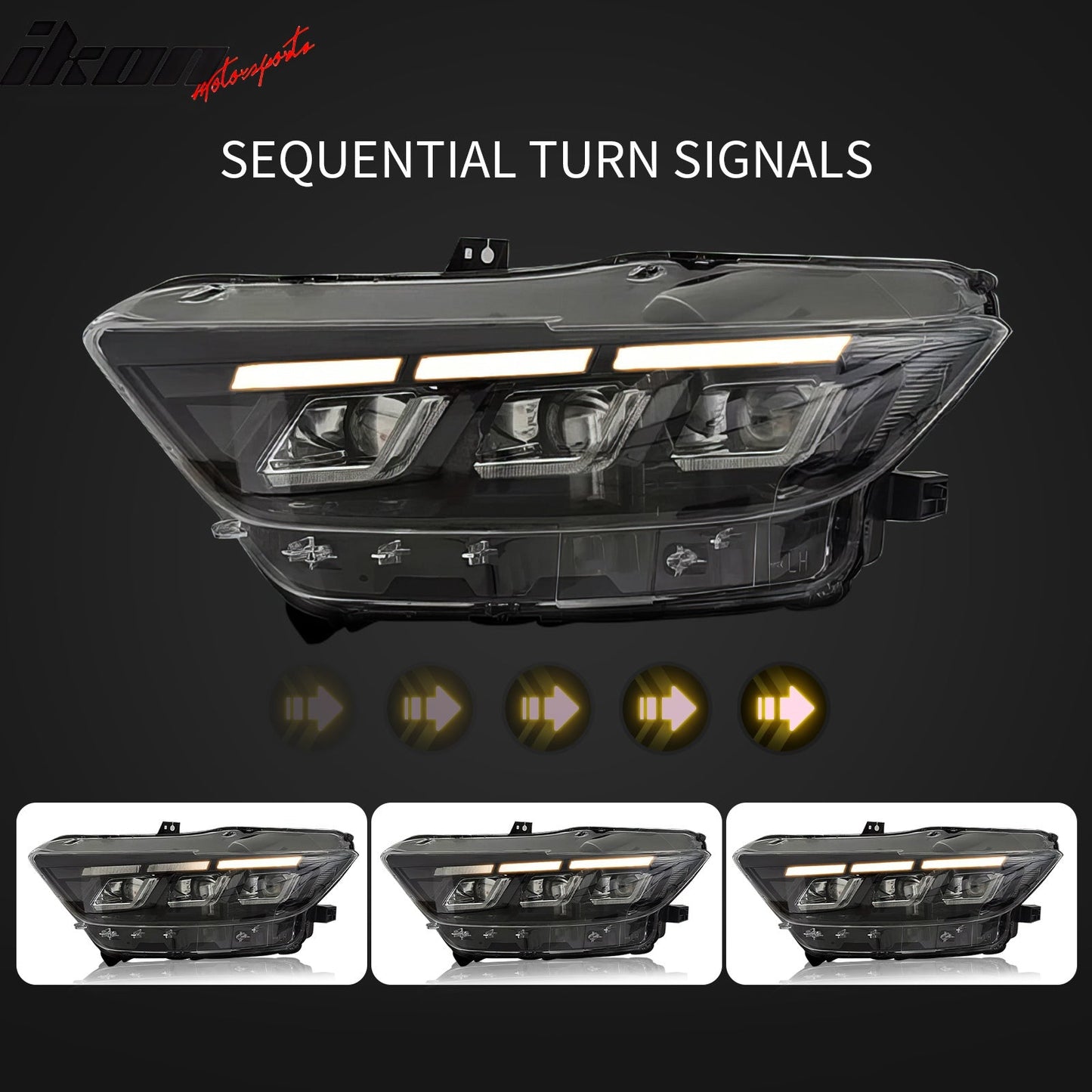 2015-2017 Ford Mustang Front Bumper Cover W/ LED Grilles Headlights