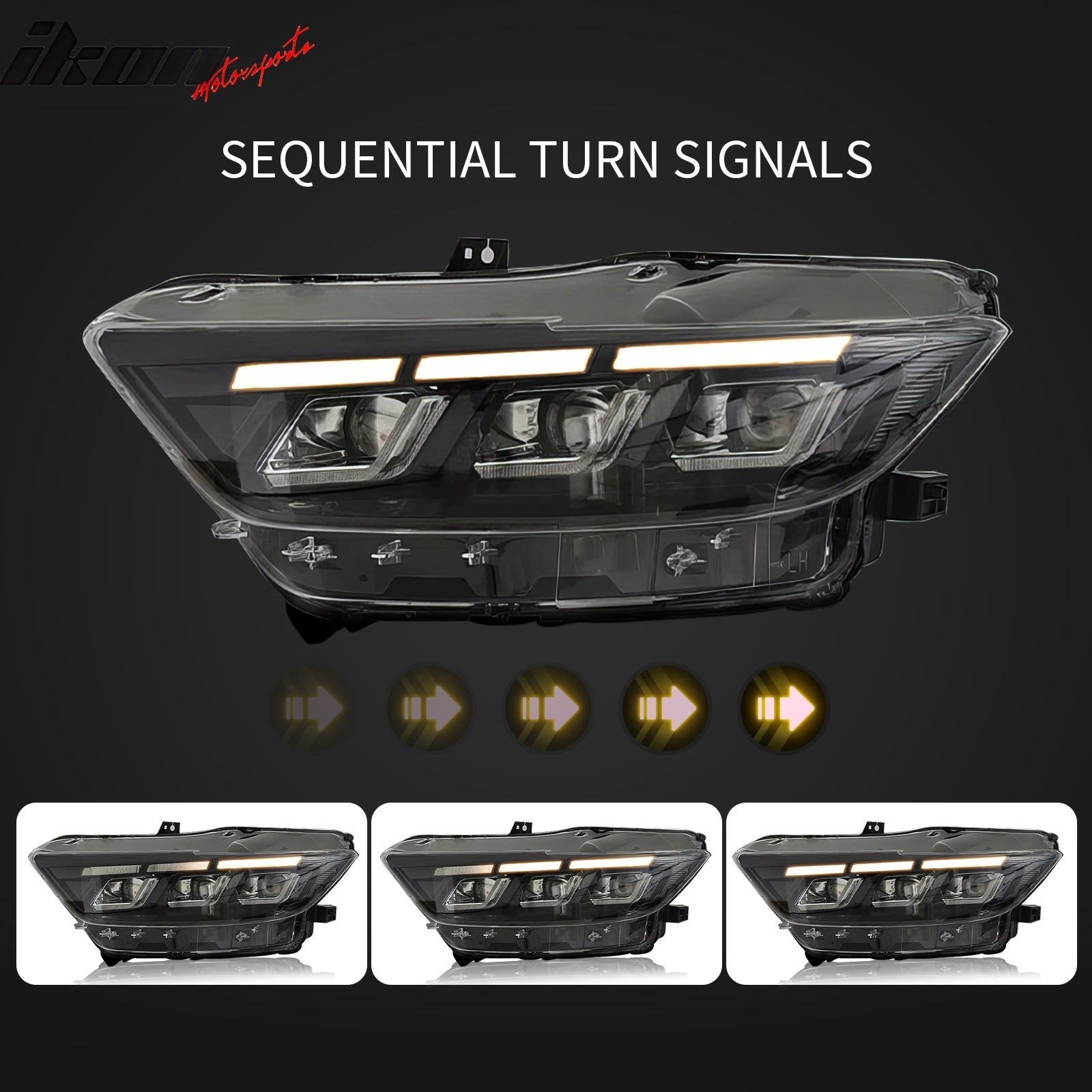 2015-2017 Ford Mustang Front Bumper Cover W/ LED Grilles Headlights