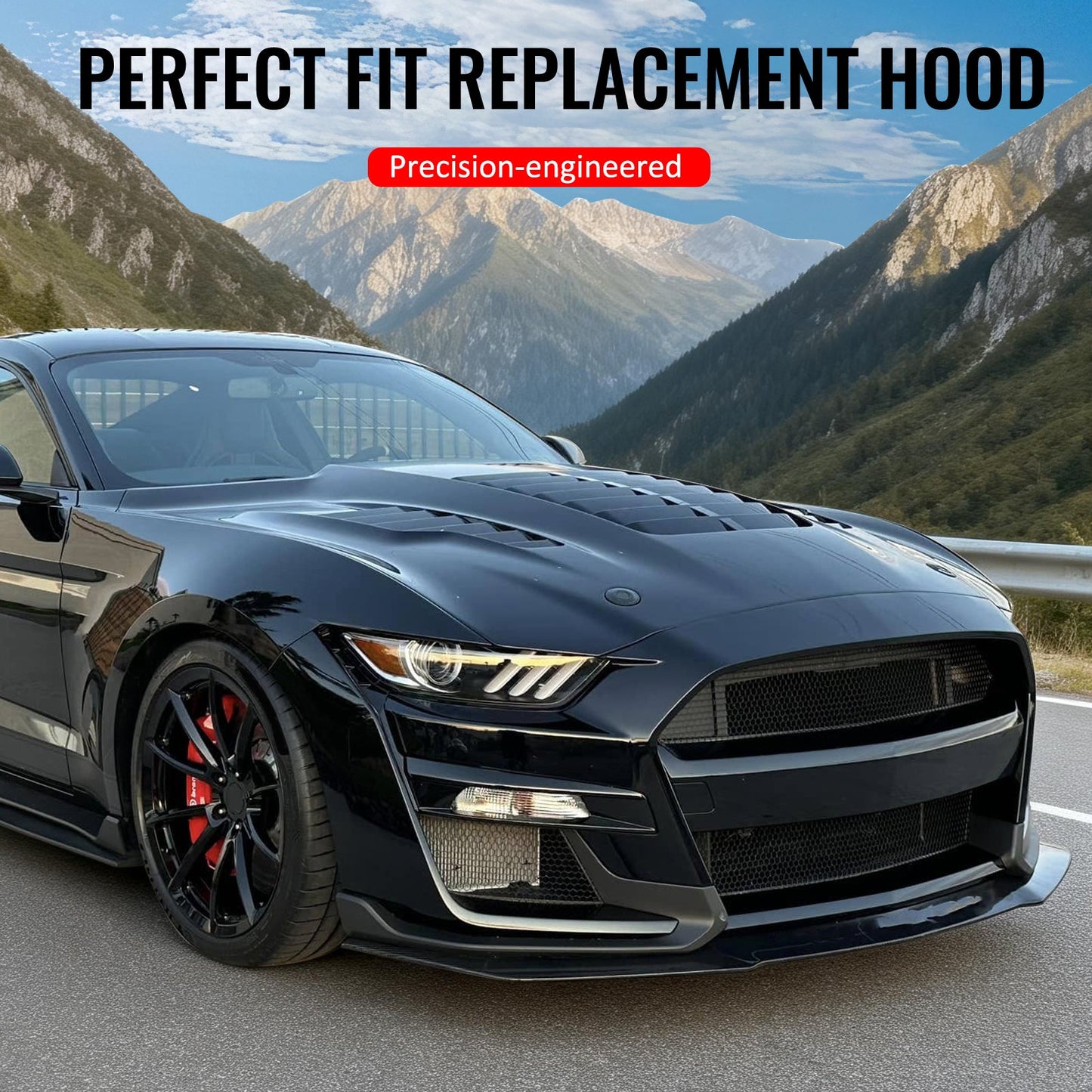 2015-2017 Ford Mustang V6/GT/GT350 GT500KR Style Front Hood Aluminum