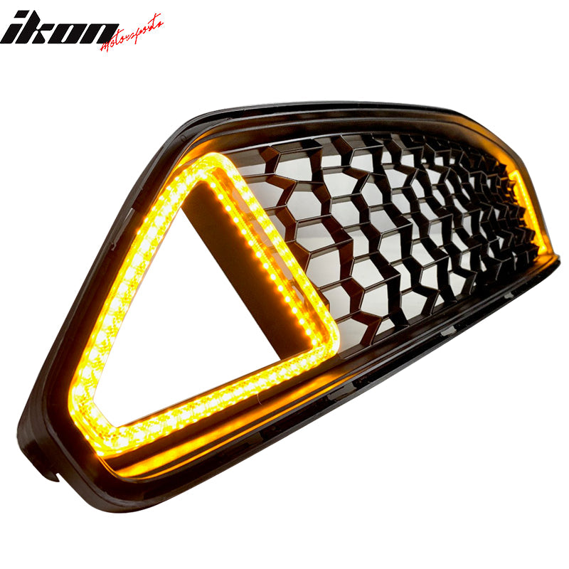 2015-2017 Ford Mustang Unpainted Front Hood Upper Grille w/ LED Lights