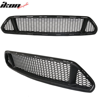 2015-2017 Ford Mustang IKON Style Black Front Upper & Lower Car Grille