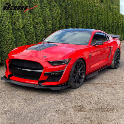 2015-2017 Ford Mustang Hood GT500 Style Black Car Hood Cover Aluminum