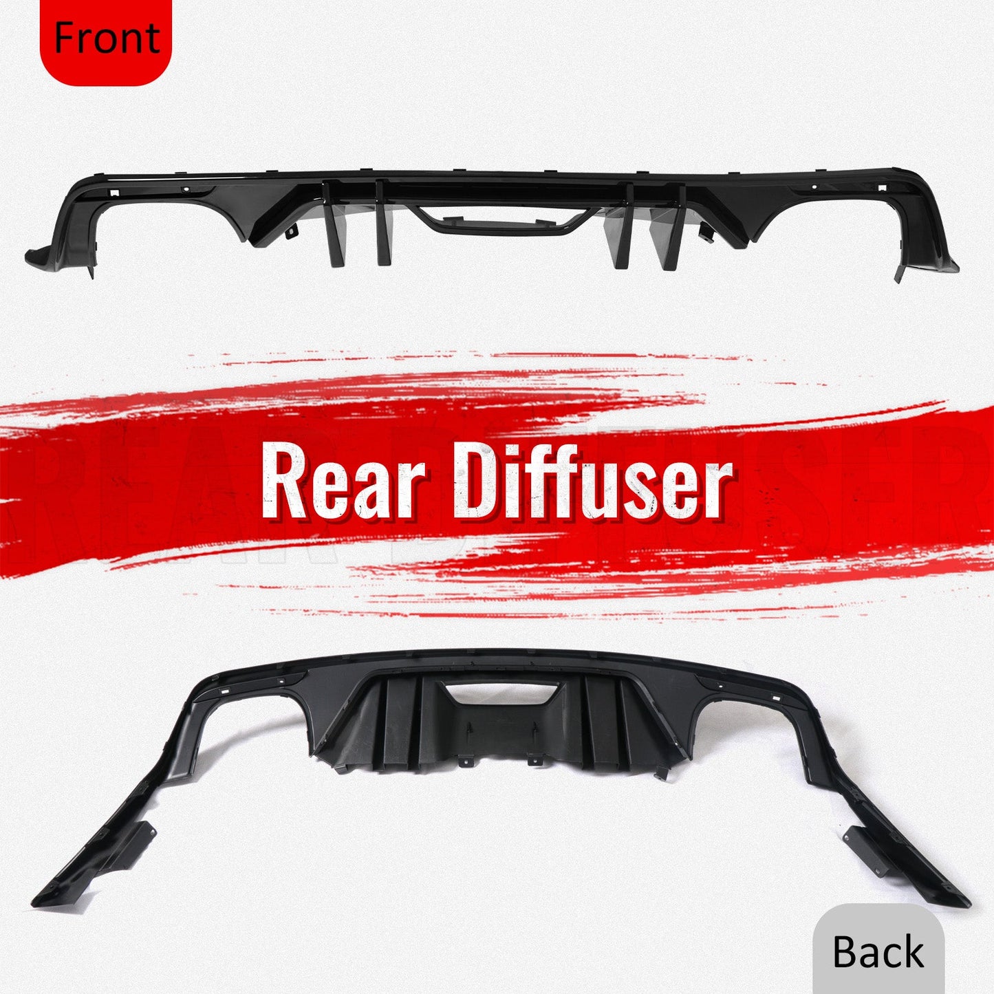 2015-2017 Ford Mustang Competition Rear Diffuser Bumper Gloss Black PP