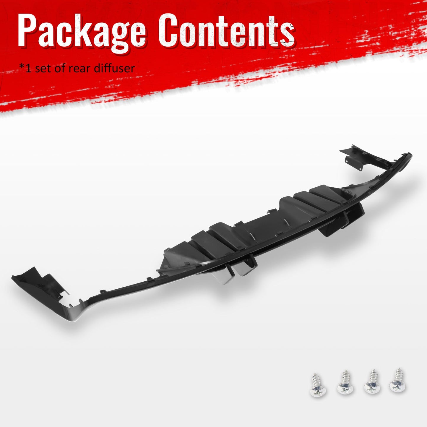 2015-2017 Ford Mustang Competition Rear Diffuser Bumper Gloss Black PP