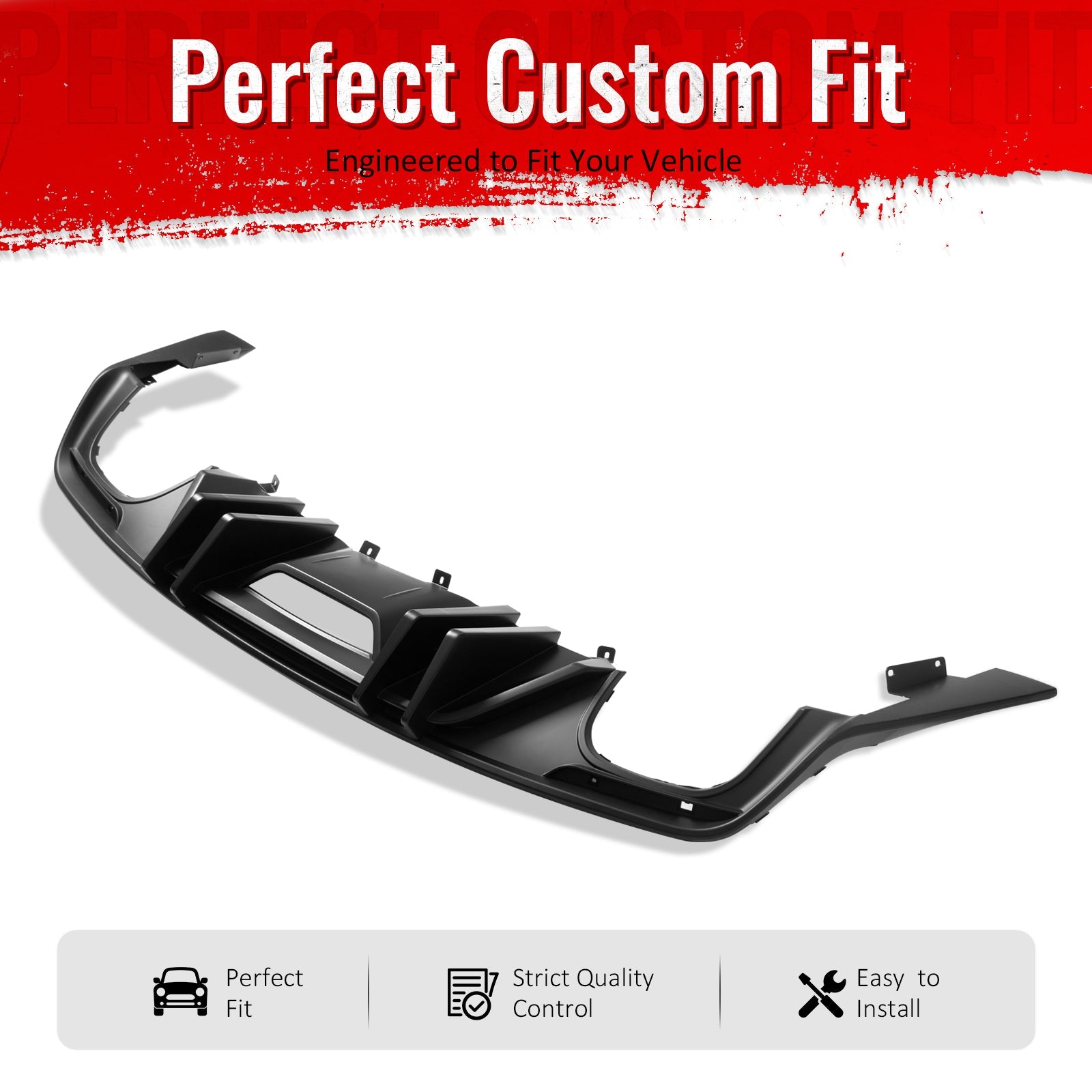 2015-2017 Ford Mustang Competition Rear Diffuser Bumper Matte Black PP