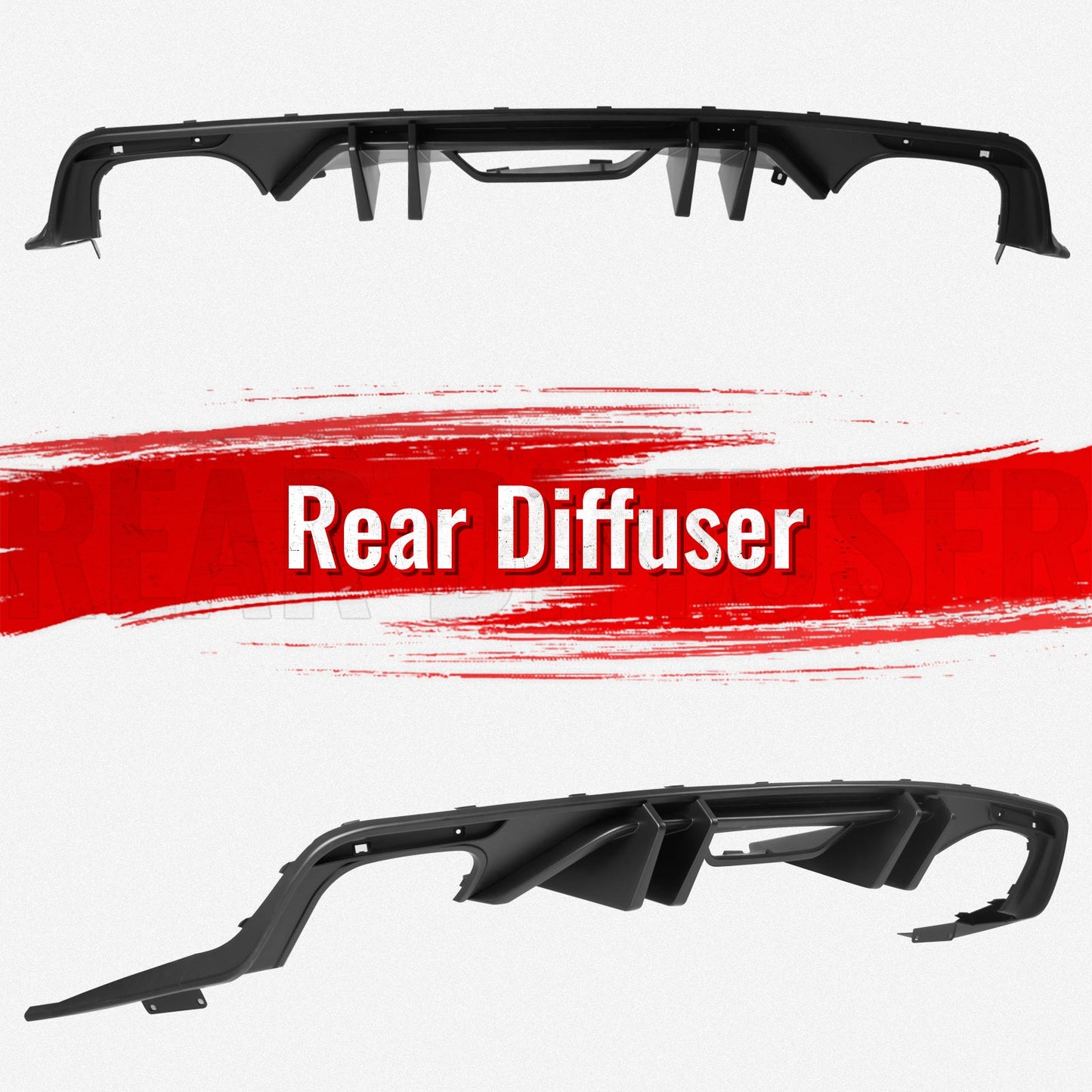 2015-2017 Ford Mustang Competition Rear Diffuser Bumper Matte Black PP