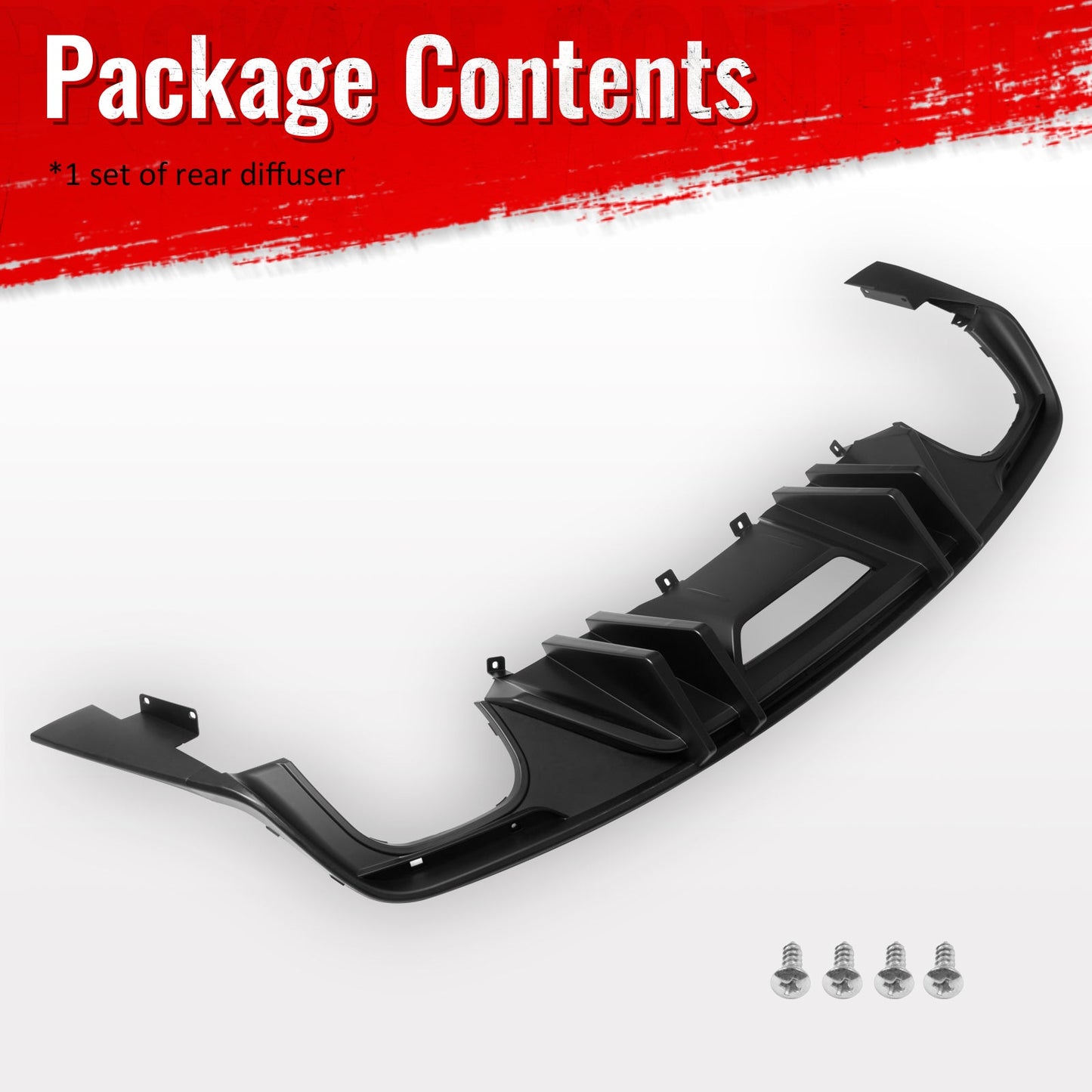 2015-2017 Ford Mustang Competition Rear Diffuser Bumper Matte Black PP