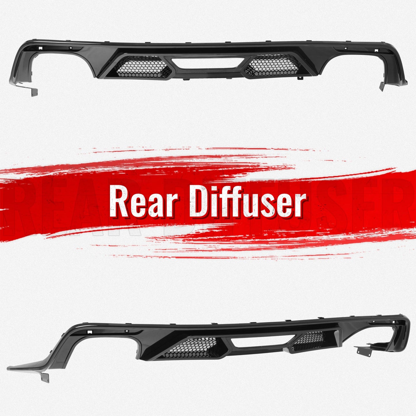 2015-2017 Ford Mustang GT500 Style Rear Diffuser Bumper Gloss Black PP