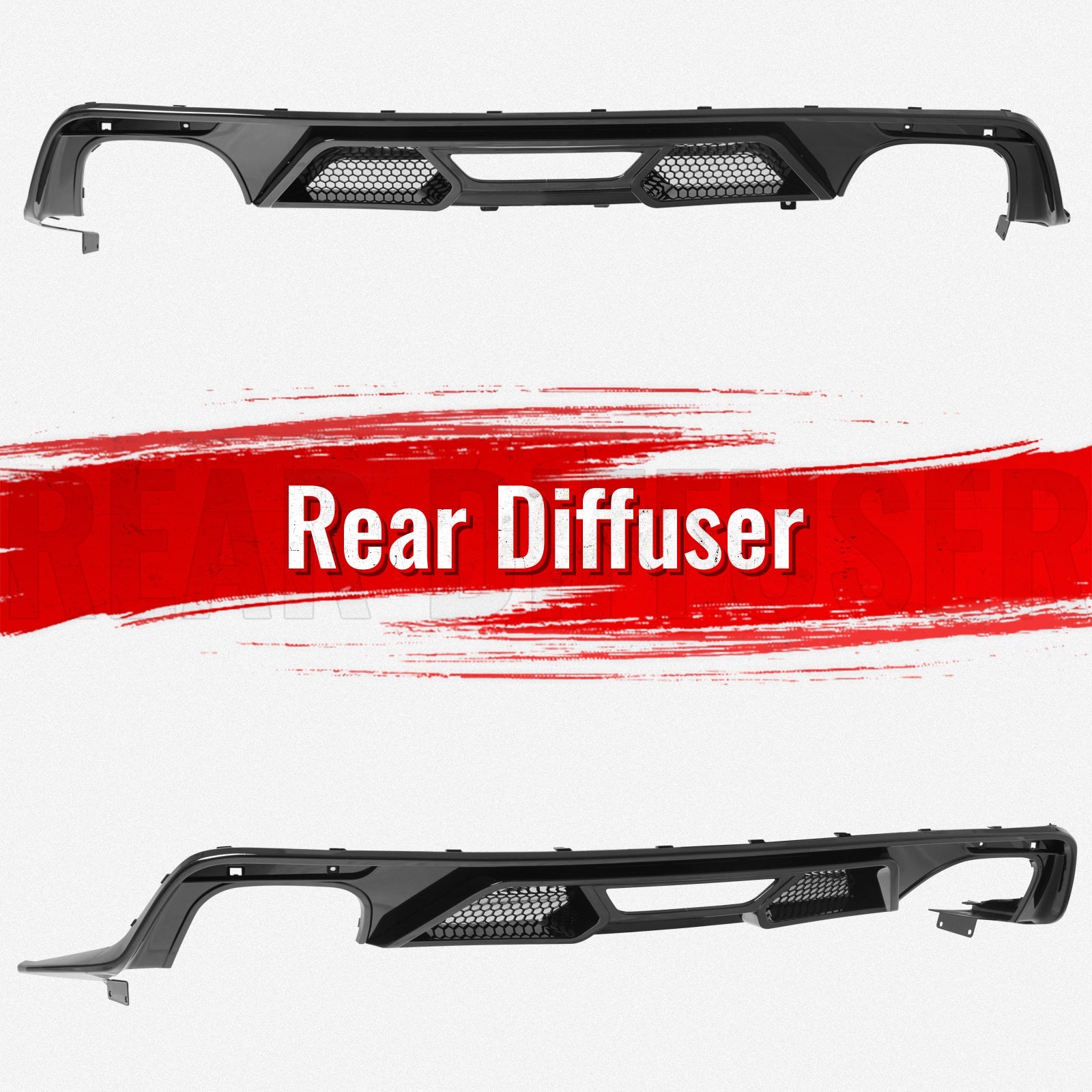 2015-2017 Ford Mustang GT500 Style Rear Diffuser Bumper Gloss Black PP