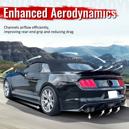 2015-2017 Ford Mustang GT500 Style Rear Diffuser Bumper Gloss Black PP