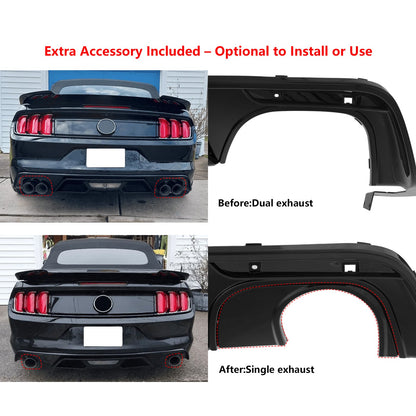 2015-2017 Ford Mustang GT500 Style Rear Diffuser Bumper Gloss Black PP