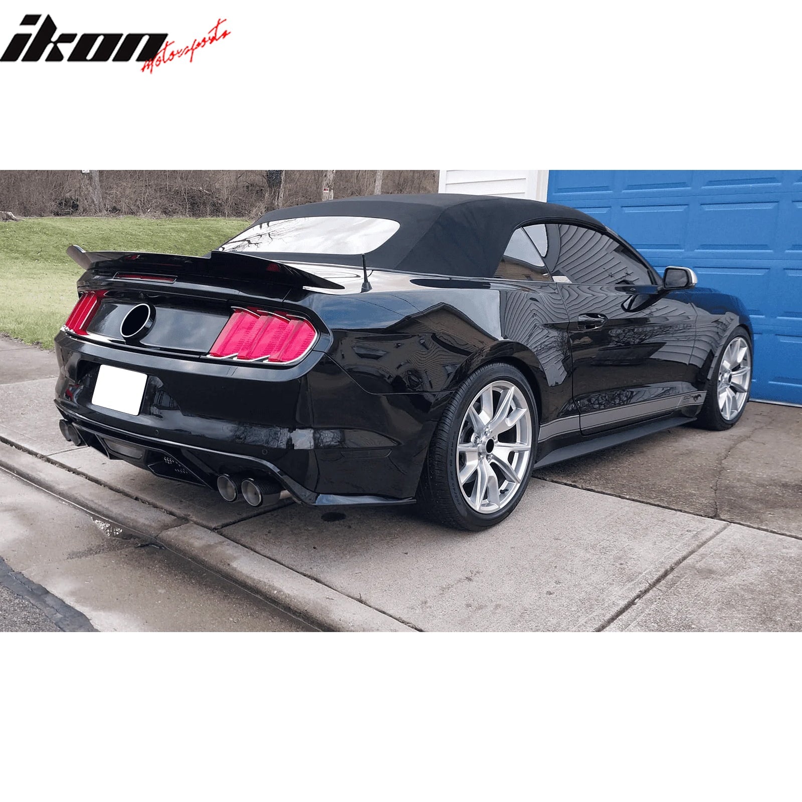 2015-2017 Ford Mustang GT500 Style Rear Diffuser Bumper Gloss Black PP