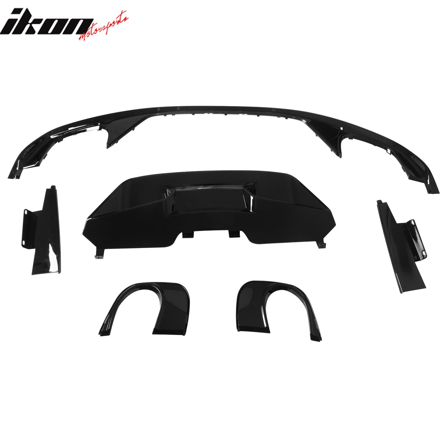 2015-2017 Ford Mustang GT500 Style Rear Diffuser Bumper Gloss Black PP