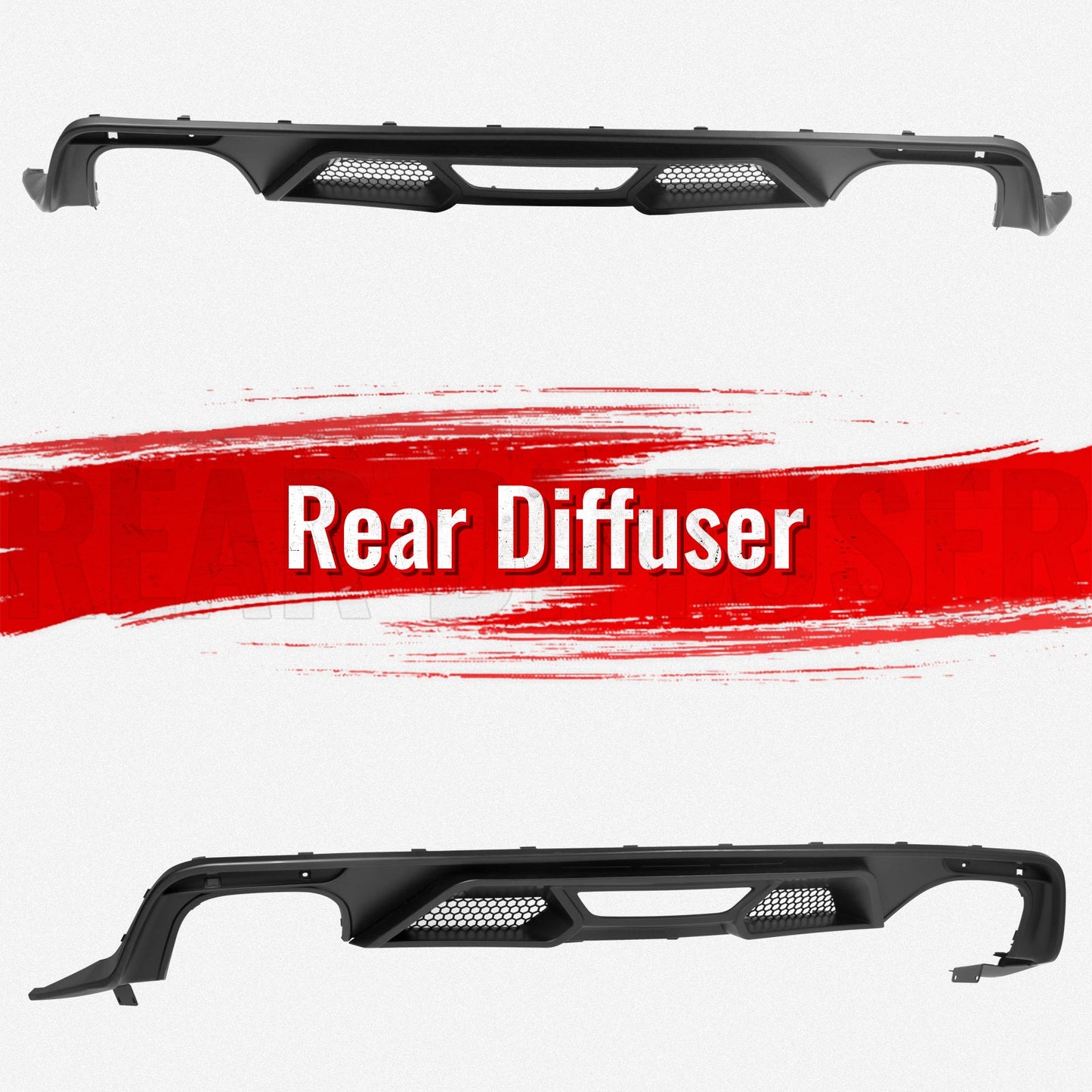 2015-2017 Ford Mustang GT500 Style Rear Diffuser Bumper Matte Black PP